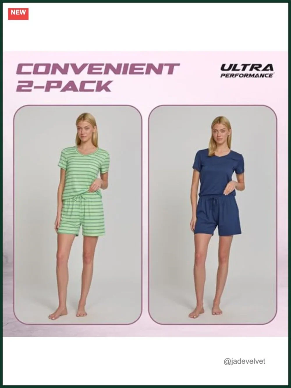 Women's Pajama Set Short Sleeve Tee & Shorts 2 Pack Soft Sleepwear